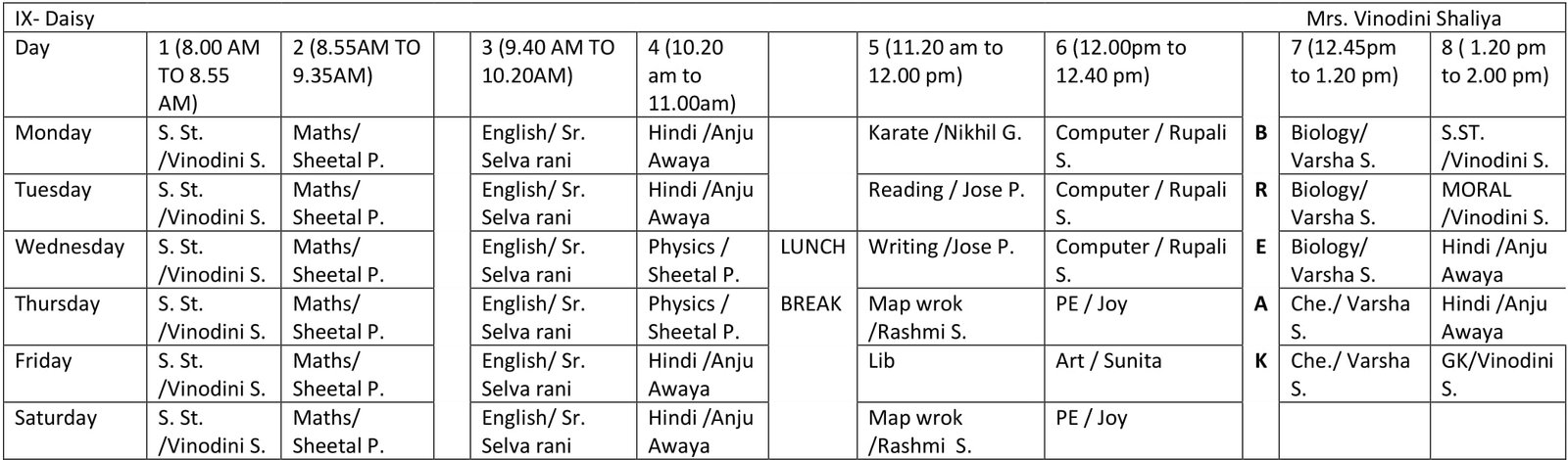 Time Table 2024-25